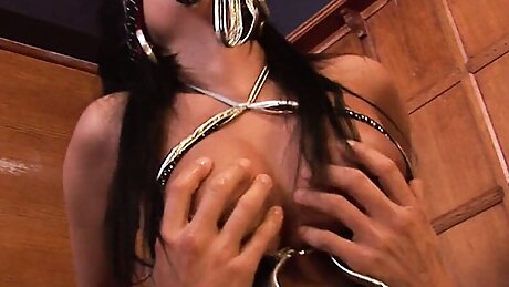 Blindfolded Brunette With Huge Melons Banged And Facialized