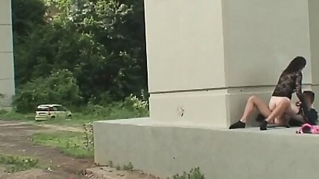 Take a young whore to fuck under a bridge in a public park