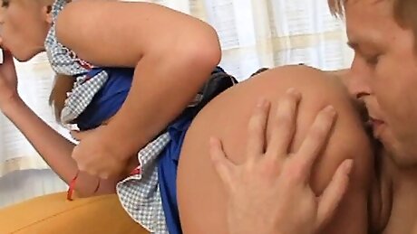 The schoolmate has a fantastic ass and he penetrates it