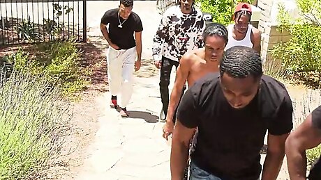 Aliya Brynn in huge interracial blowbang with 21 black dudes