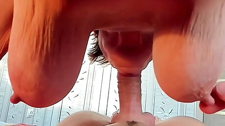 Best Ever Sloppy Blowjob Between Tits &ndash; Milf Stepmom Gets Cum In Mouth