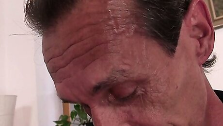 Blond Girl Riding Old Father In Law&rsquo;s Dick