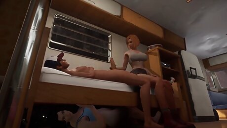 She's Under the bed while he fucks his girlfriend