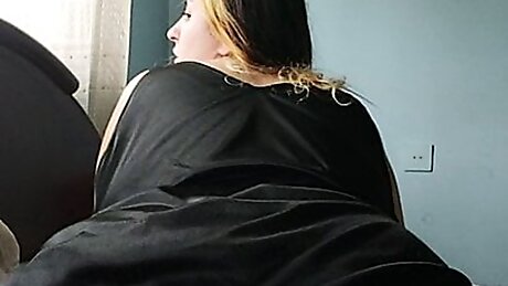 BBW wearing a night gown, tits teasing and ass bouncing