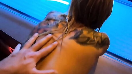 Public Tanning Salon &ndash; Amateur Fuck With German Skinny Teen Pov